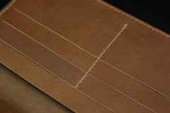 Handmade leather men wallet Hobbit carved leather custom long wallet w/card ID holder for men - EverHandmade