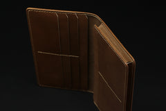 Handmade leather men wallet Hobbit carved leather custom long wallet w/card ID holder for men - EverHandmade
