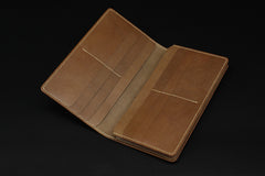 Handmade leather men wallet Hobbit carved leather custom long wallet w/card ID holder for men - EverHandmade