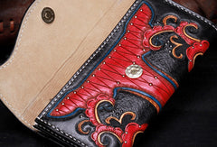 Handmade leather Black phoenix flowers wallet leather men women clutch Tooled wallet