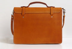 Handmade Leather messenger bag brief yellow brown for men women leather shoulder bag - EverHandmade