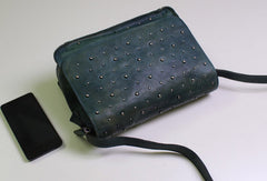 Genuine Leather shoulder bag messenger bag rivet for women leather crossbody bag - EverHandmade