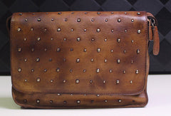 Genuine Leather shoulder bag messenger bag rivet for women leather crossbody bag - EverHandmade