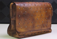 Genuine Leather shoulder bag messenger bag rivet for women leather crossbody bag - EverHandmade