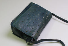 Genuine Leather shoulder bag messenger bag rivet for women leather crossbody bag - EverHandmade