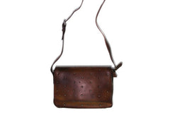 Genuine Leather shoulder bag messenger bag rivet for women leather crossbody bag - EverHandmade