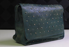 Genuine Leather shoulder bag messenger bag rivet for women leather crossbody bag - EverHandmade