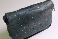 Genuine Leather shoulder bag messenger bag rivet for women leather crossbody bag - EverHandmade