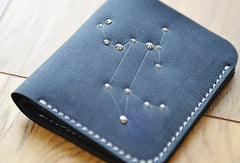 Handmade Leather billfold wallet purse women small wallet constellation