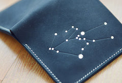 Handmade Leather billfold wallet purse women small wallet constellation