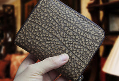 Handmade billfold leather wallet flowral leather Zipper wallet for men women