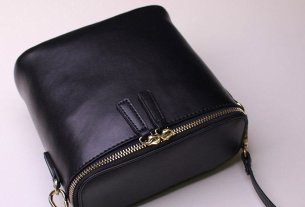 Leather bucket bag shoulder bag Green Red White black for women leather crossbody bag - EverHandmade