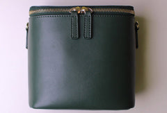 Leather bucket bag shoulder bag Green Red White black for women leather crossbody bag - EverHandmade