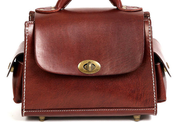 Handmade vintage satchel leather normal messenger bag orange shoulder bag handba AK03791035