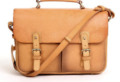 Handmade vintage womens leather messenger bags beige shoulder bags for women - EverHandmade