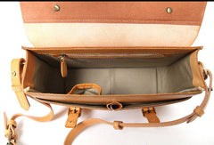 Handmade vintage womens leather messenger bags beige shoulder bags for women - EverHandmade