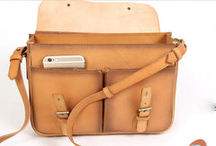 Handmade vintage womens leather messenger bags beige shoulder bags for women - EverHandmade