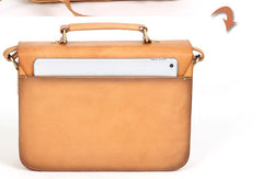 Handmade vintage womens leather messenger bags beige shoulder bags for women - EverHandmade