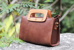 Handmade vintage satchel leather crossbody bag shoulder bag handbag for women - EverHandmade