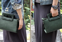 Handmade vintage satchel leather crossbody bag shoulder bag handbag for women - EverHandmade