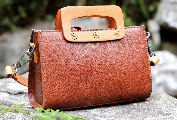 Handmade vintage satchel leather crossbody bag shoulder bag handbag for women - EverHandmade