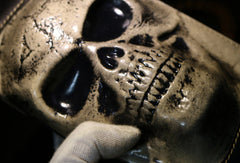 Handmade long skull clutch wallet leather men black white tooled wallet for men