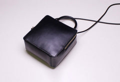 Handmade Leather Cube bag shoulder bag black for women leather crossbody bag - EverHandmade