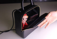 Handmade Leather Cube bag shoulder bag black for women leather crossbody bag - EverHandmade