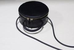 Handmade Leather round bag shoulder bag black for women leather crossbody bag