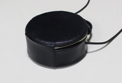 Handmade Leather round bag shoulder bag black for women leather crossbody bag