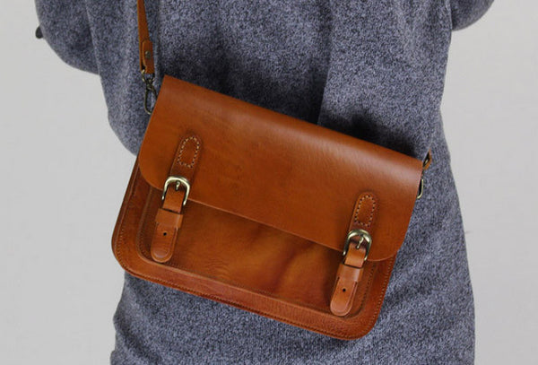 Handmade Leather satchel bag shoulder bag black brown for women leather crossbod MY031801016