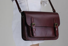 Handmade Leather satchel bag shoulder bag black brown for women leather crossbody bag