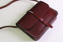 Handmade Leather satchel bag shoulder bag black red for women leather crossbody bag