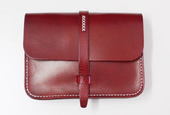 Handmade Leather satchel bag shoulder bag black red for women leather crossbody bag