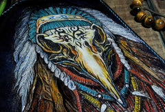 Handmade leather Biker wallet Indian Eagle trucker wallet leather men Tooled chain wallet