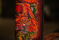 Handmade leather Tonlion clutch zip long wallet black leather men Tooled - EverHandmade