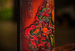 Handmade leather Tonlion clutch zip long wallet black leather men Tooled - EverHandmade