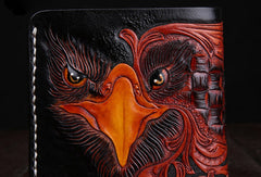 Handmade leather billfold wallet for men carved tooled wallet black eagle wallet - EverHandmade