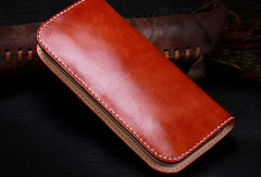 Handmade leather Brown deer wallet leather zip women clutch Tooled wallet