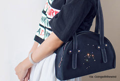 Handmade Leather purse shoulder bag constellation women leather handbag - EverHandmade
