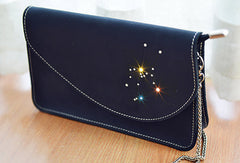 Handmade Leather purse shoulder bag constellation women leather crossbody bag