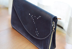 Handmade Leather purse shoulder bag constellation women leather crossbody bag
