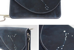 Handmade Leather purse shoulder bag constellation women leather crossbody bag