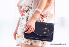 Handmade Leather purse shoulder bag constellation women leather crossbody bag