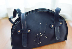 Handmade Leather purse shoulder bag constellation women leather handbag