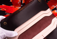 Handmade long wallet leather men red coffee wine vintage wallet for men - EverHandmade