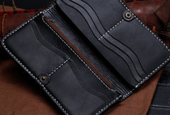 hand tooled leather wallet Handmade Leather Wallet Skull Wallet Tooled Leather Wallet Biker Wallet Wallets With Skulls