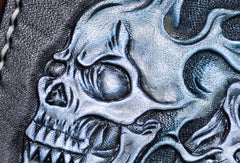 mens tooled leather wallet Handmade Leather Wallet Skull Wallet Tooled Leather Wallet Biker Wallet Wallets With Skulls
