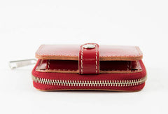 Handmade women billfold leather wallet zip beige red brown navy billfold wallet for her