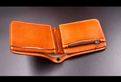 Handmade billfold leather wallet men biker chain trucker leather billfold wallet for men him